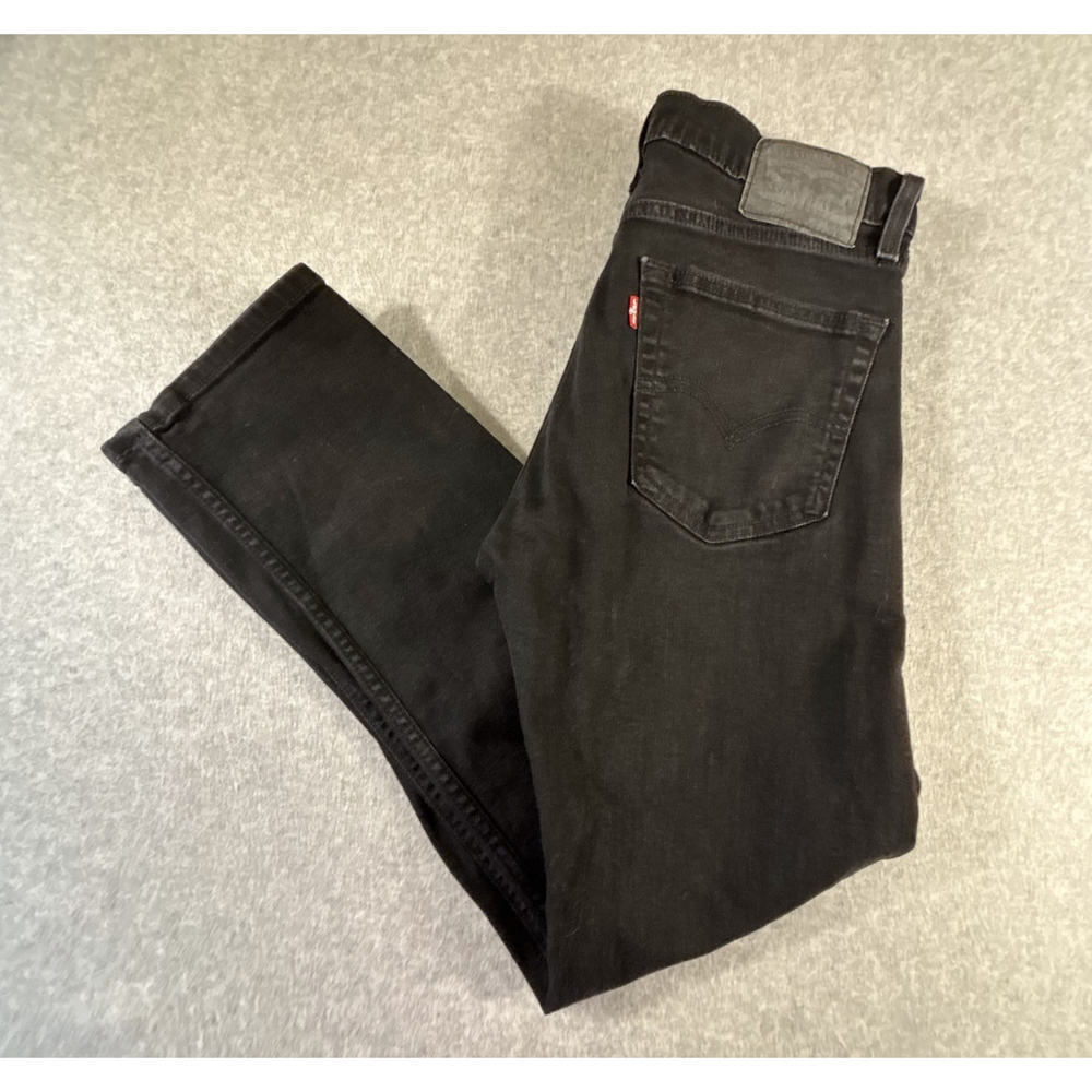Levis 513 Slim Straight Jeans Mens 31x30‎ Black Denim Red Tab Stretch